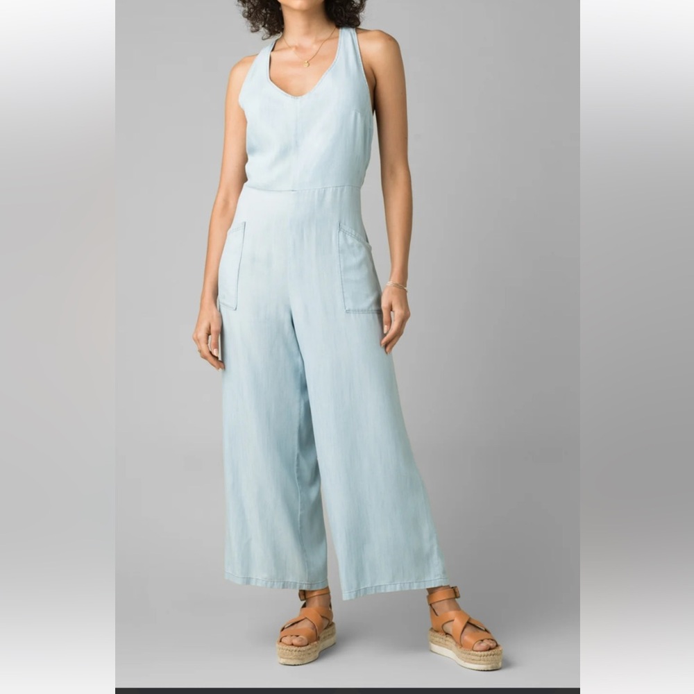 Prana Blue Jumpsuit with Wide-Leg Design